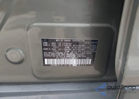 2017 Subaru Outback 2.5I Premium из США, поврежденный, VIN 4S4BSACC3H3407296